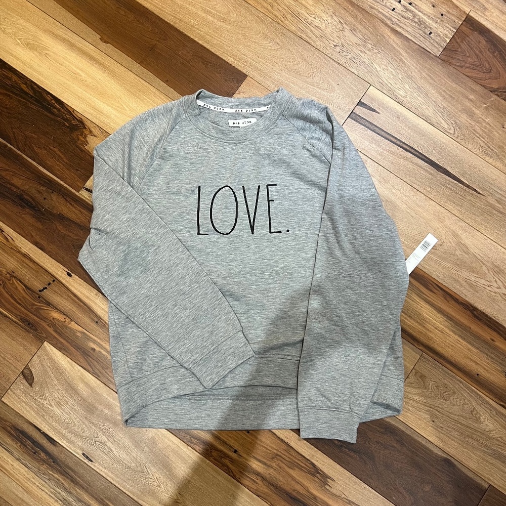 New Rae Dunn LOVE Sweatshirt XL Grey Women